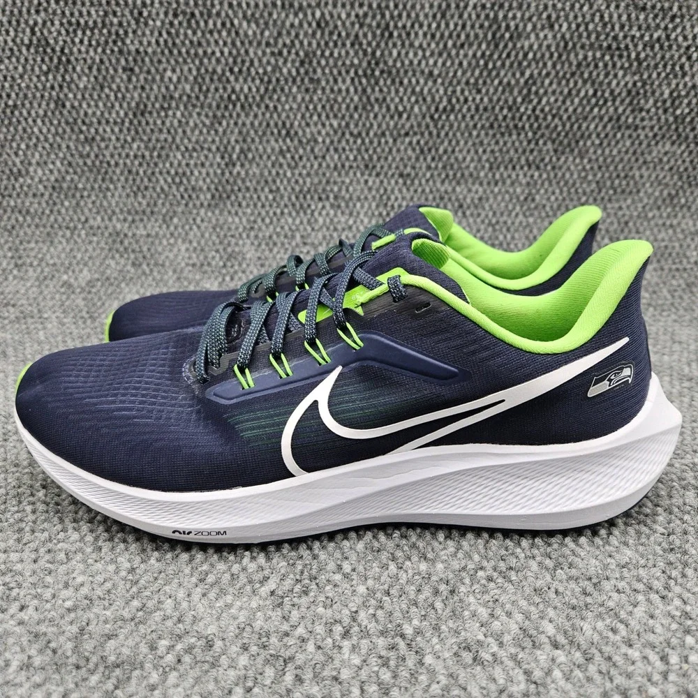 Nike Mens 13 Blue Air Zoom Pegasus 39 Seattle Seahawks NFL Running Shoes Sneaker